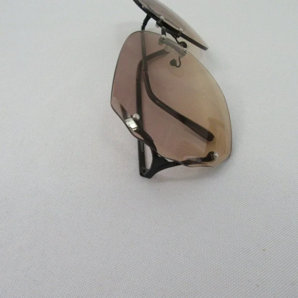 Brown Lens Rimless Gold Frame Sunglasses New